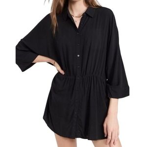 L*SPACE Pacifica Tunic Button Down Swim Cover Up in Black Size‎ XS / Small